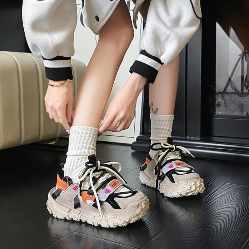 Кроссовки Color Block Chunky для мужчин/женщин, дизайнерская подошва, кроссовки, модная повседневная обувь, увеличенная внутренняя высокая платформа, Zapatos