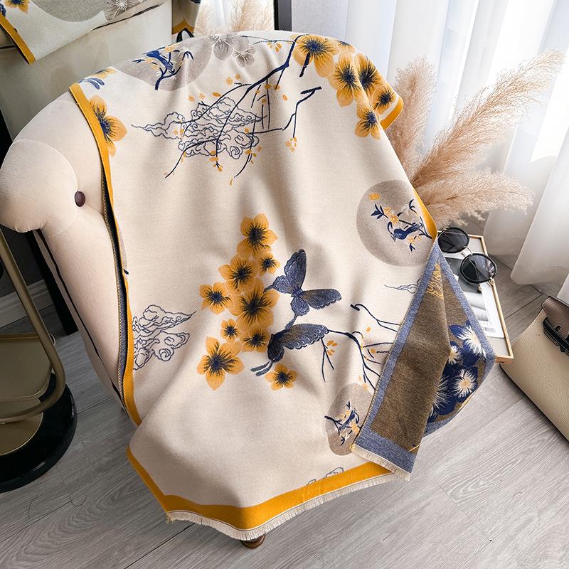 Зимний шарф из искусственного кашемира с принтом, теплый, женский, высококлассный, с темпераментом, универсальная шаль, шарф двойного назначения