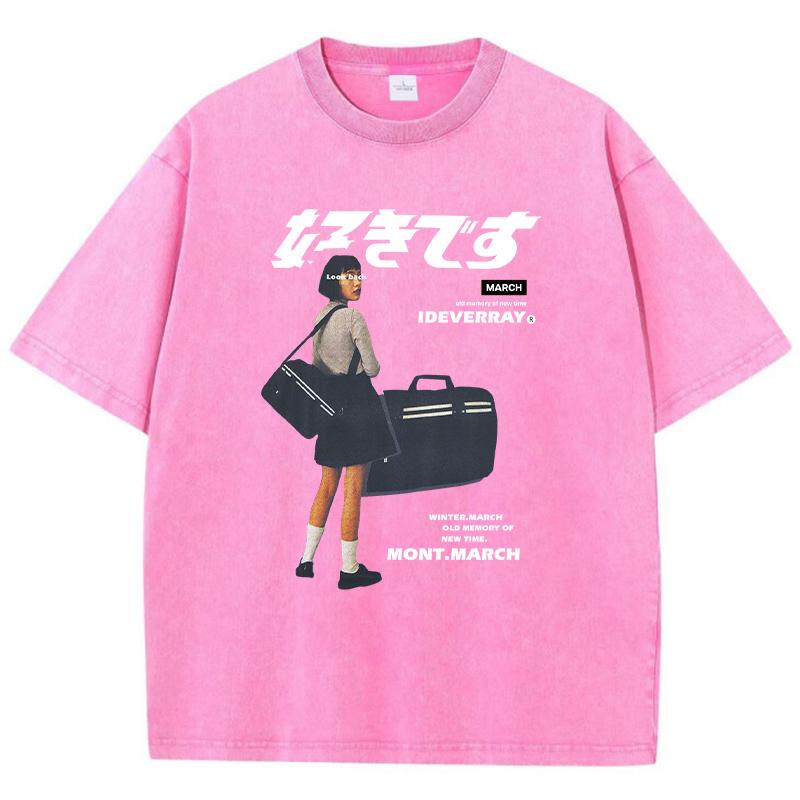 Летняя женская хлопковая стираная футболка March Old Memory Of New Time школьная форма для девочек с принтом топы свободная одежда