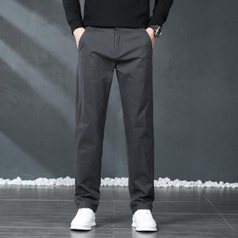 2024 Новые осенне-зимние повседневные брюки из чистого хлопка высшего качества для мужчин, деловые прямые свободные модные брюки, универсальные брюки