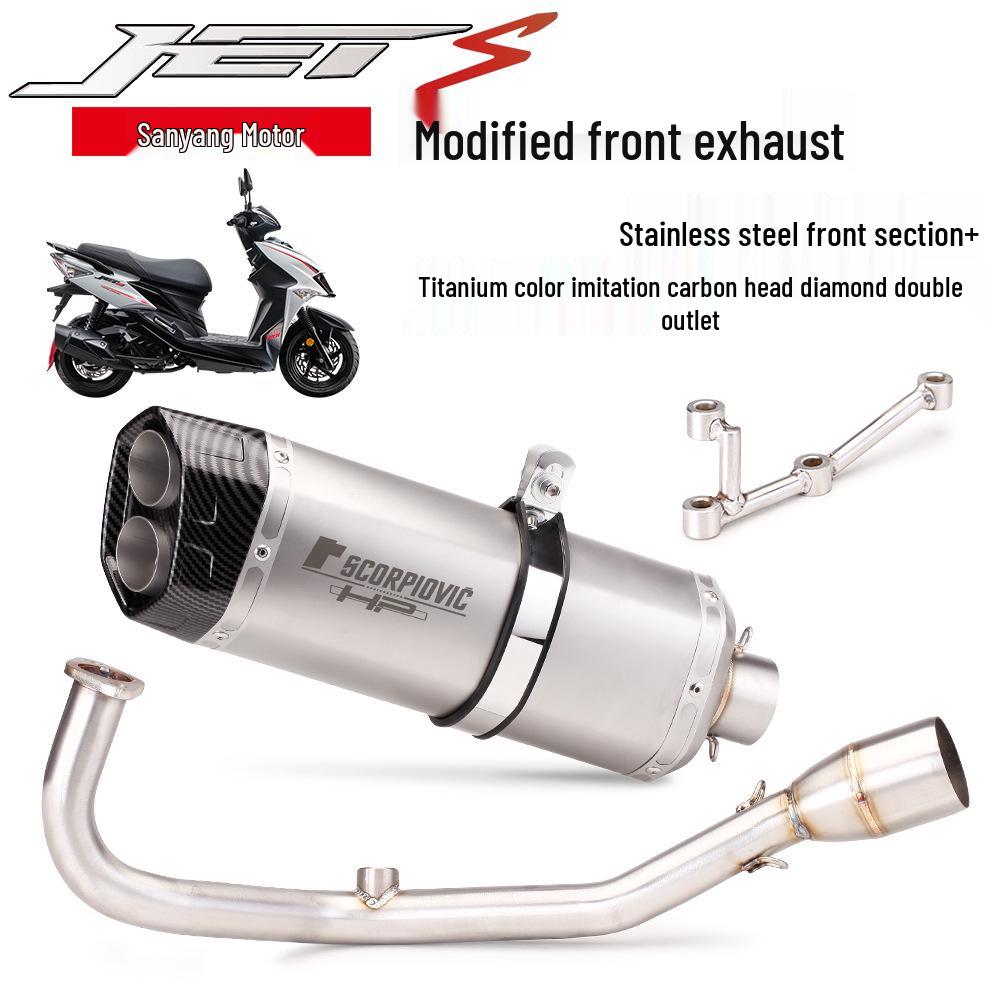 Выхлопная труба из нержавеющей стали SYM JETS 125 R77: Неразрушающая модификация прямой посадки