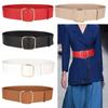 Design Vintage Casual Trouser Dress Belts No-hole Buckle Waistband Wide Waist Strap Leather Belt
