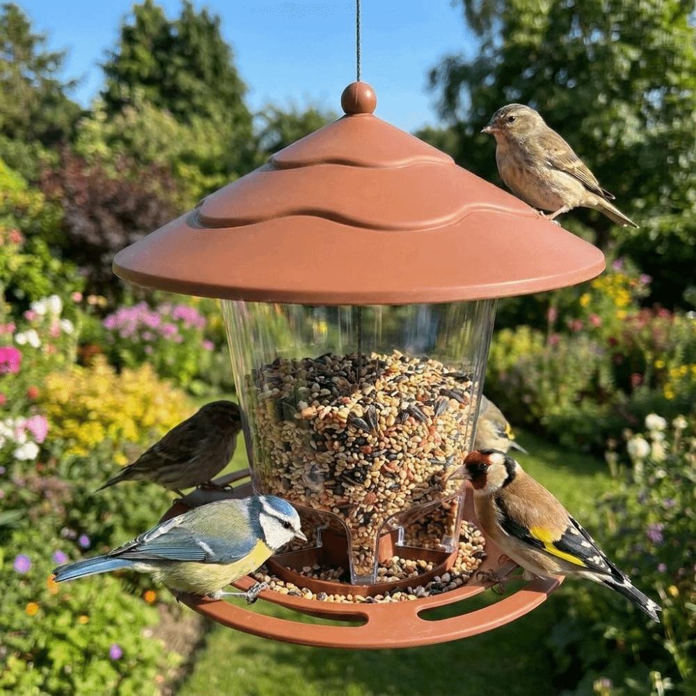 Gazebo Style Bird Feeding Station Large Capacity Hummingbird Feeder Bird Food Container Outdoor