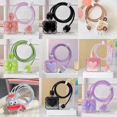 Подходит для Apple Data Cable Защитный чехол Зарядное устройство 18-20 Вт Противоударное устройство для намотки Милый цветок животное Расширенный стиль INS