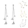 1 Pair Drop Earrings Butterflies Rhinestones Jewelry Sparkling Temperament Dangle Earrings for Banquet