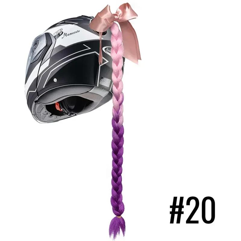 Новый мотоциклетный шлем косички женщина косички парик для мотоциклетных шлемов 11 цветов скручивание двойной косички конский хвост с присоской бант