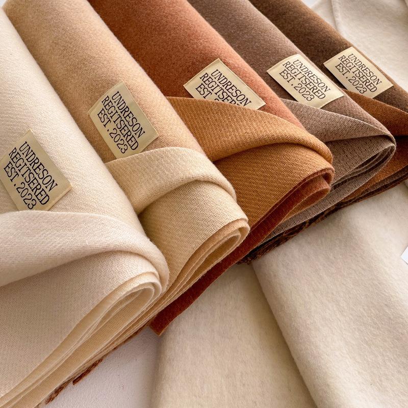 Double-sided Solid Color Imitation Cashmere Scarf Women's Winter New Thickened Warm Scarf Student Scarf Shawl