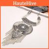 Necklace Tassel Long With Multi Layer Alloy Pendant For Trendy Outfits Retro