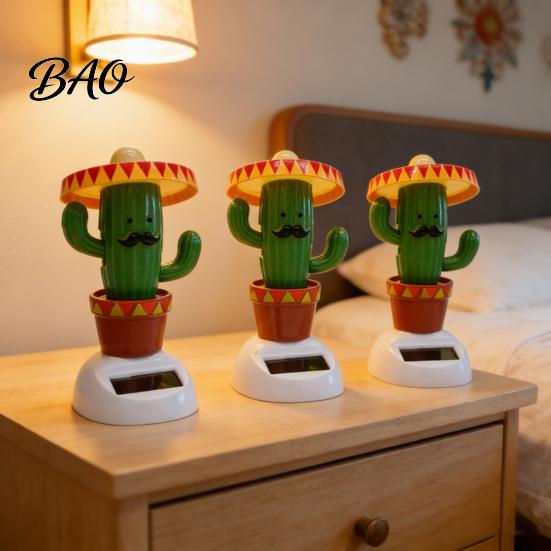 Solar Powered Car Toy Dance Cactus Ornament, Funny Automotive Interior Figurine Decor, Swinging Animated for Vehicles, Home Decor Tropical Style