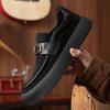Мужская обувь осень и зима новая флип мех повседневная кожаная обувь мужская трендовая модная и удобная универсальная обувь на одной педали ленивая обувь