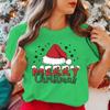 Christmas Print T-Shirt Summer Casual Graphic T Shirt Women Short Sleeve Christmas T Shirts Round Neck Shirts