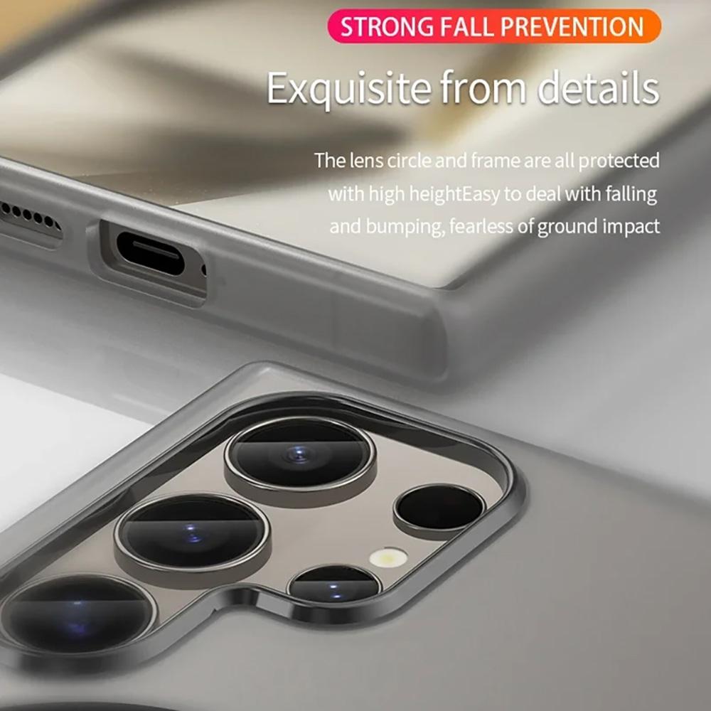 For Magsafe Matte Candy Translucent Phone Case For Samsung Galaxy S25 S24 Ultra S23 Plus FE Shockproof Wireless Charging Cover