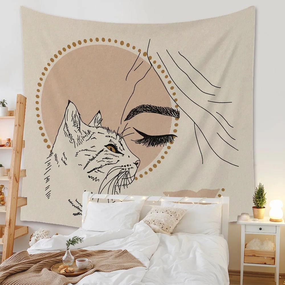 Бохо Фон Иллюстрация Фреска Декор Геометрический Гобелен Настенный Спальня Эстетическое Одеяло