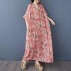 Women's Vintage Long Dress with Cotton and Linen Patterns