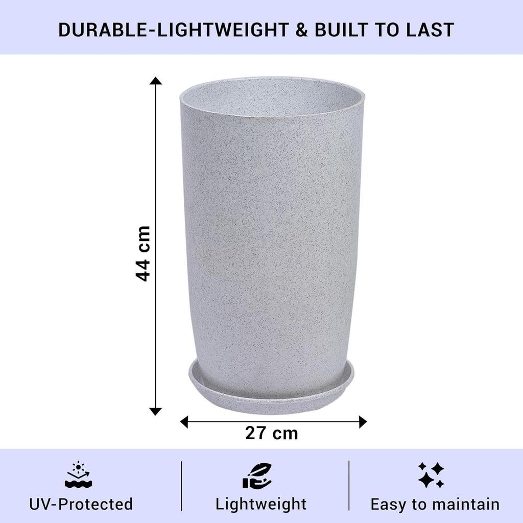 Цветочный горшок с поддоном | 18 дюймов | Легкие полимеры Горшки для дома-офиса и сада