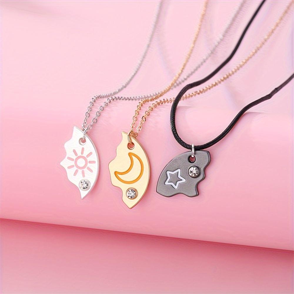 Celestial 3-Piece Pendant Set - Zinc Alloy Sun, Moon & Star - Hypoallergenic - Perfect for BFFs, Daily, and Parties