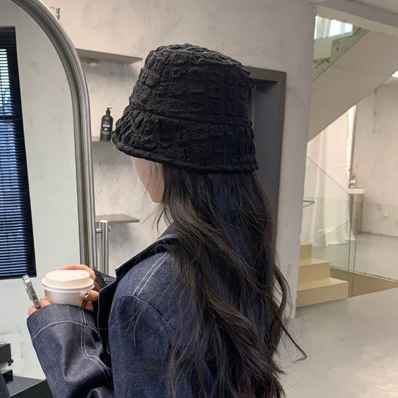Women Bubble Gauze Bucket Hat, Spring Autumn Thin Textured Foldable Basin Cap, Sun Protection Casual Fisherman Hat, Head Circumference 56-58CM