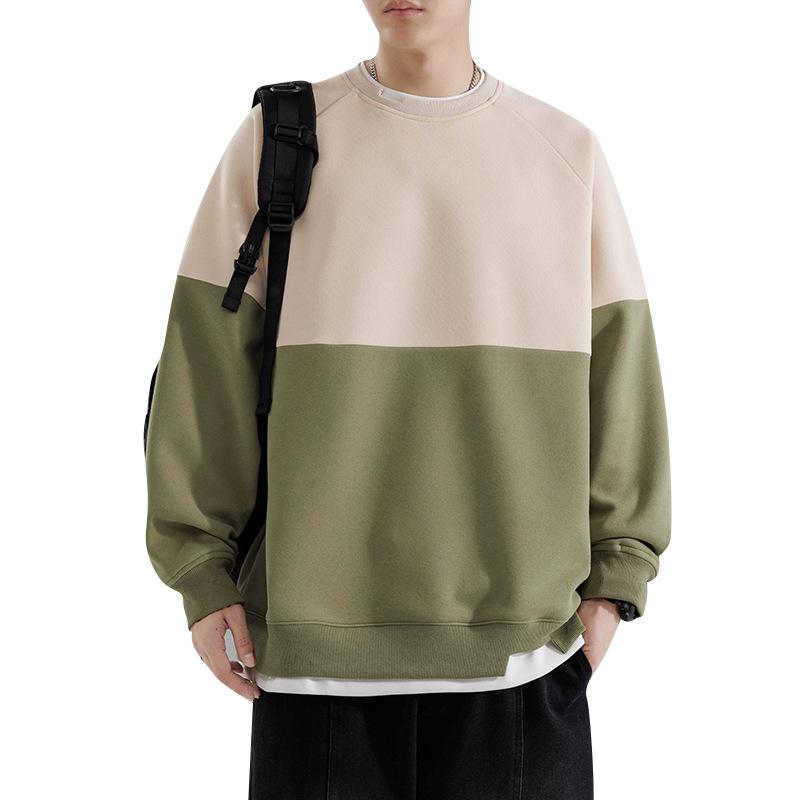 Свитшоты для мужчин на весну и осень, новые свободные топы для подростков, красивые длинные рукава, сращивающиеся поддельные двухсекционные парные пальто