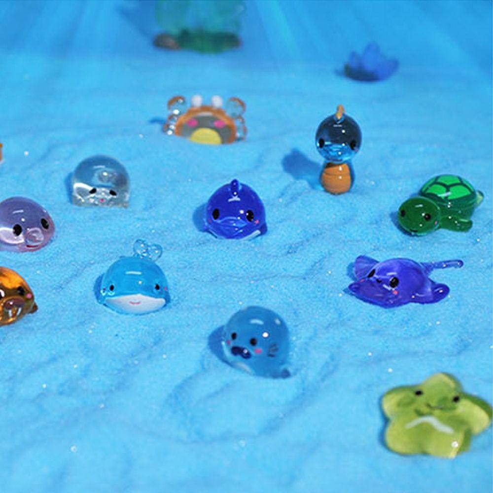 Cartoon Ocean Animal Miniature Figurines Cute Mini Ocean Animal Statue Desk Accessories