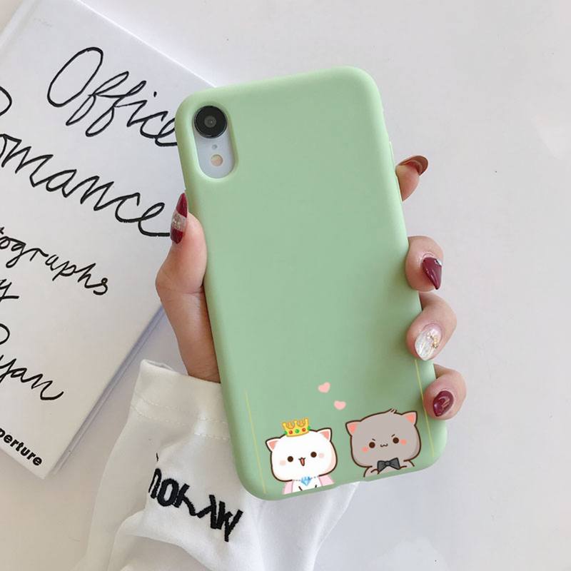 FHNBLJ Mochi Peach Goma Cat Чехол для телефона Мягкий однотонный чехол для iPhone 11 12 13 mini pro XS MAX 8 7 6 6S Plus X XR