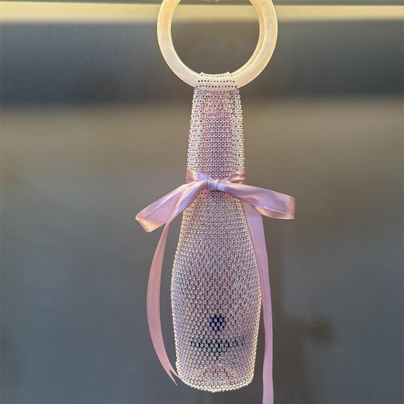Shiny Diamond Woven Champagne Wine Bag Rhinestone Hand Handle Red Wine Gift Package Bag Wedding New Year High Value Wine Bag