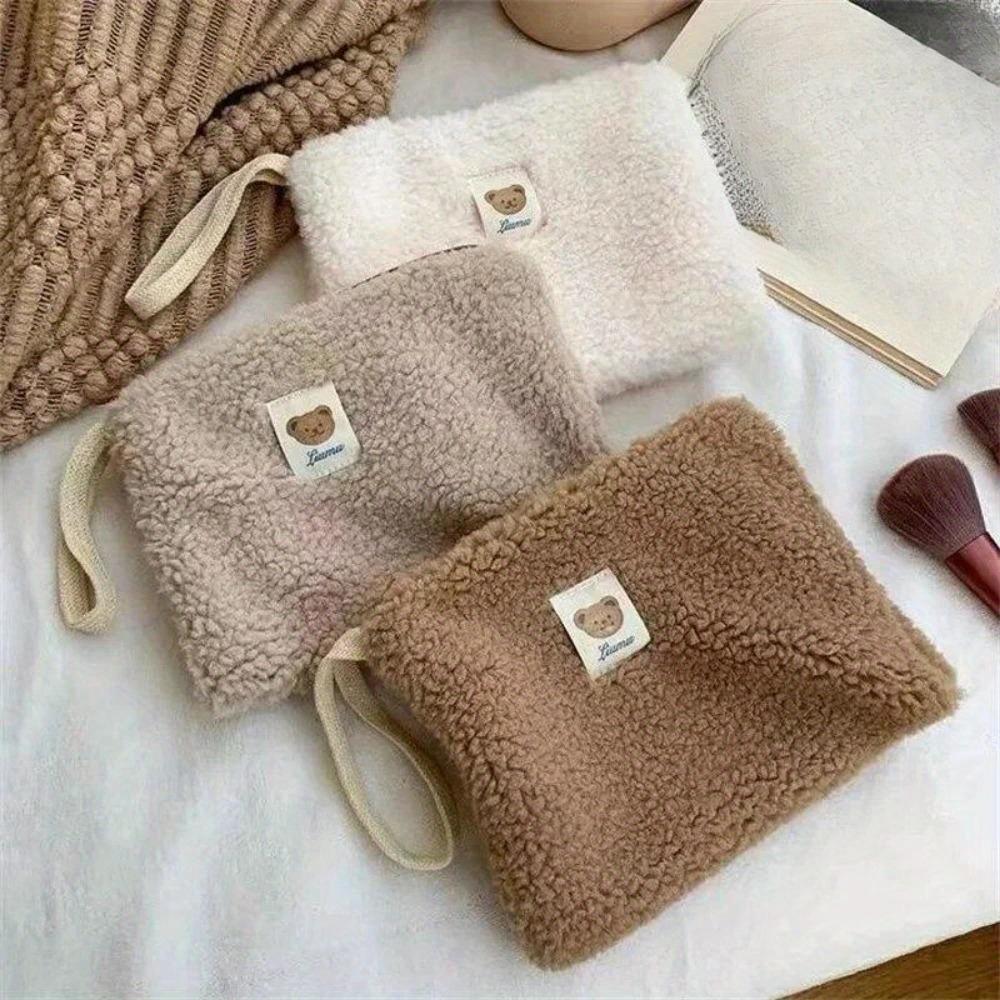 Милый плюшевый медведь большой емкости дорожная косметичка для хранения помады женские наборы для макияжа сумки кошелек пенал мешочек сумки