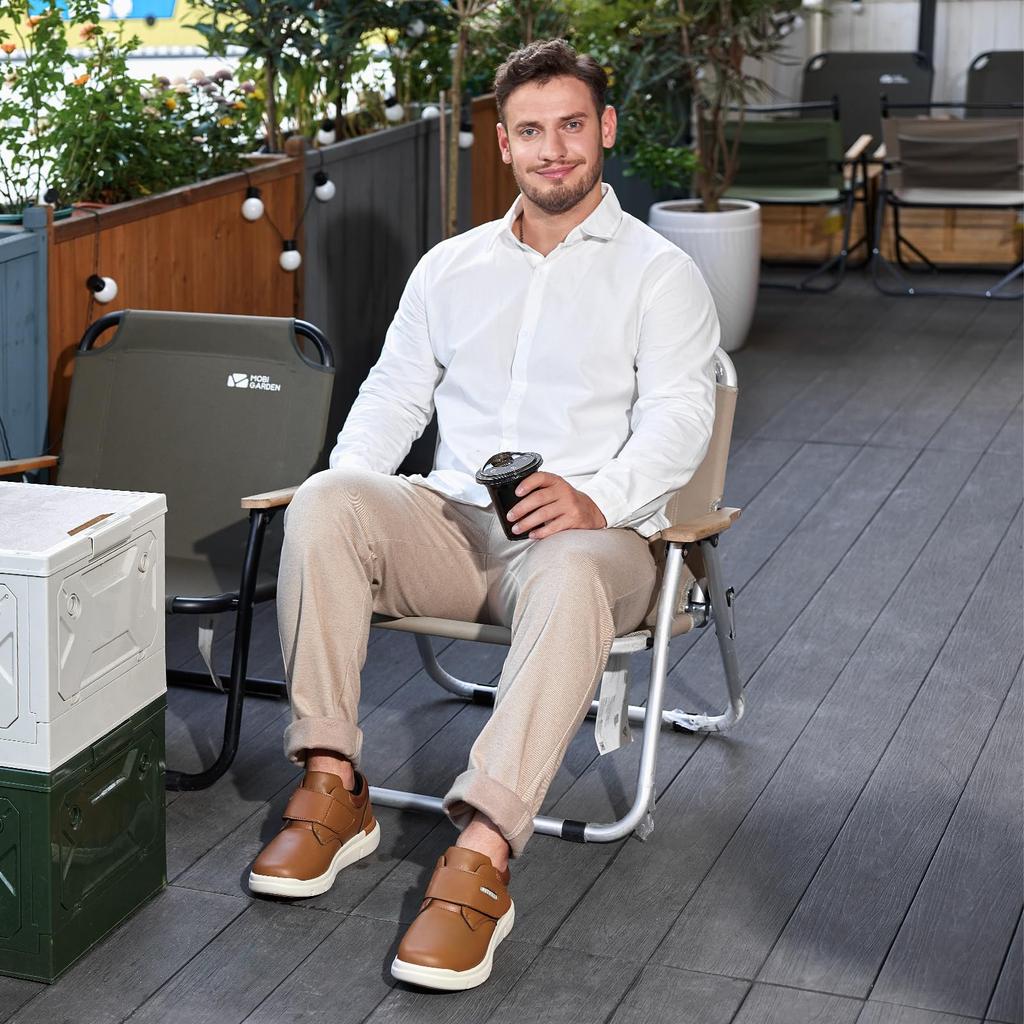 FitVille Walking Wide Подходящие для Премиум Мягкий Синтетический с Липучкой Легко Амортизирующие Дышащие Мужские Туфли, Посадка, 2e/4e, Пожилые, Водонепроницаемые, Кожаные,