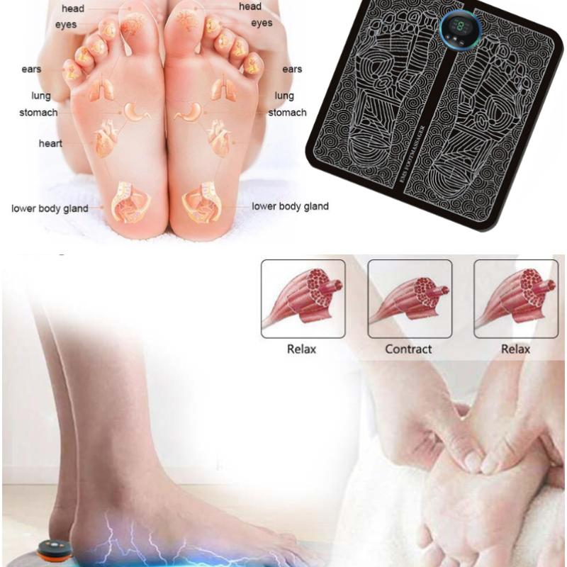Массажный коврик для ног, электрический массажер для ног, 6 режимов, 9 передач, массаж акупунктурных точек ног, расслабление мышц ног, стимулятор кровообращения, коврик