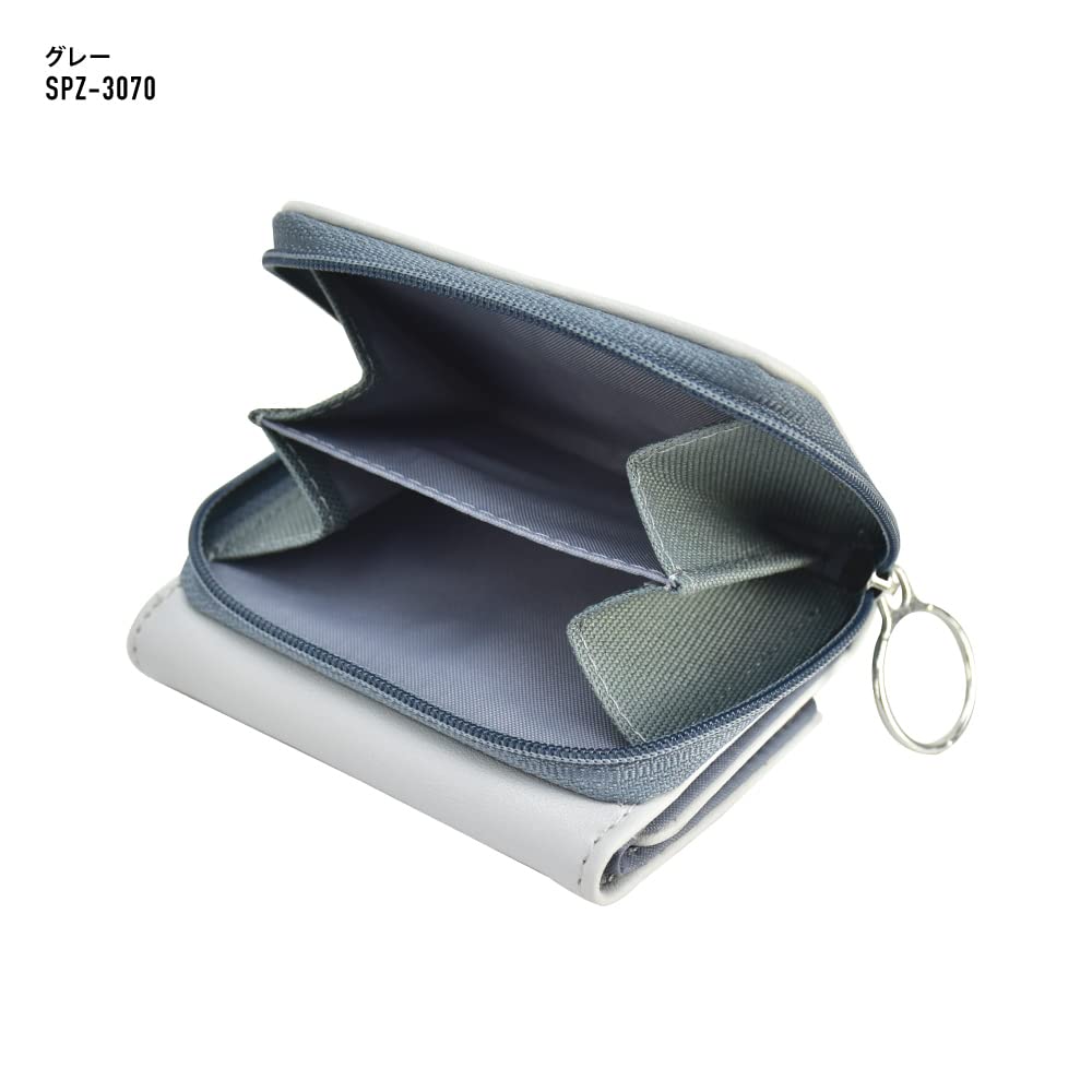 Trifold Wallet Wallet Wallet Synthetic Leather Coin Purse External Sorting Billfold Card Coin Case Round Zipper Logo Compact 0216 Gray [Snoopy]