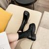 Ladies Knee High Shaft Shoes Round Toe Women's Long Boots Wedge Heel Middle Chic and Elegant Designer Luxury Footwear Hot Work