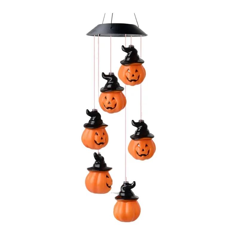 LED Solar Wind Chime Halloween Decoration Crystal Ball Hummingbird Wind Chime Light Color Changing Waterproof Solar Light