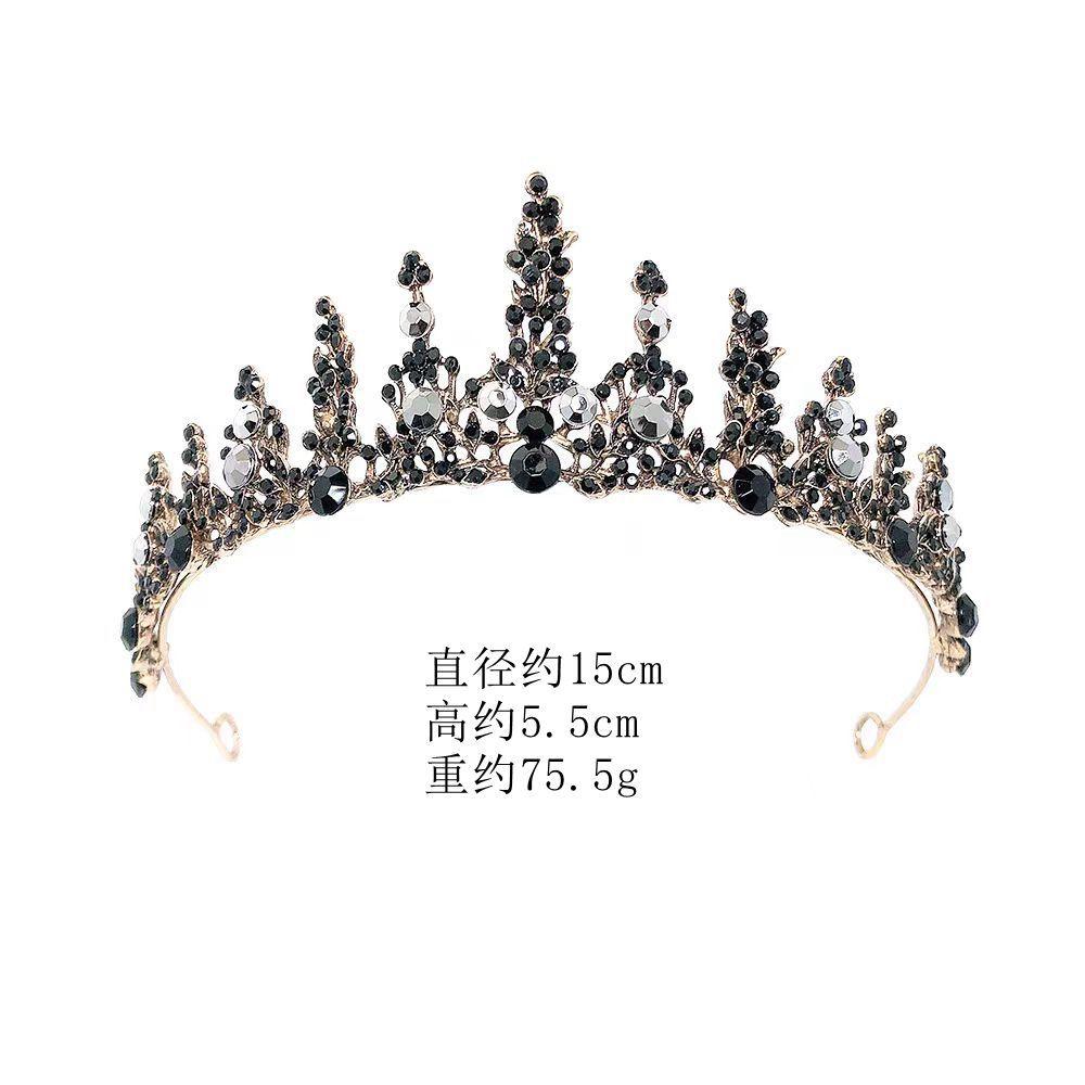 Birthday Crown Baroque Premium Muse Hepburn Style Wedding Bride Black Crown Headgear Princess Hair Accessories