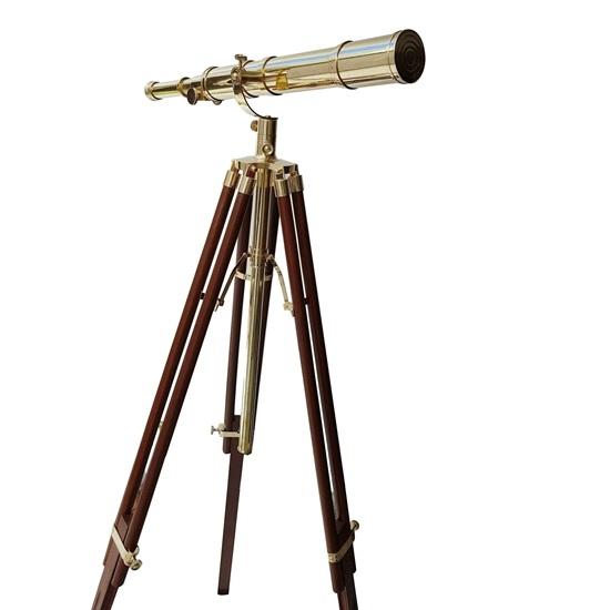 Royal Telescope Brown Tripod Solid Wood Retro Brass Telescope Nautical Home Office Decor Christmas New Year Wedding Anniversary Gift