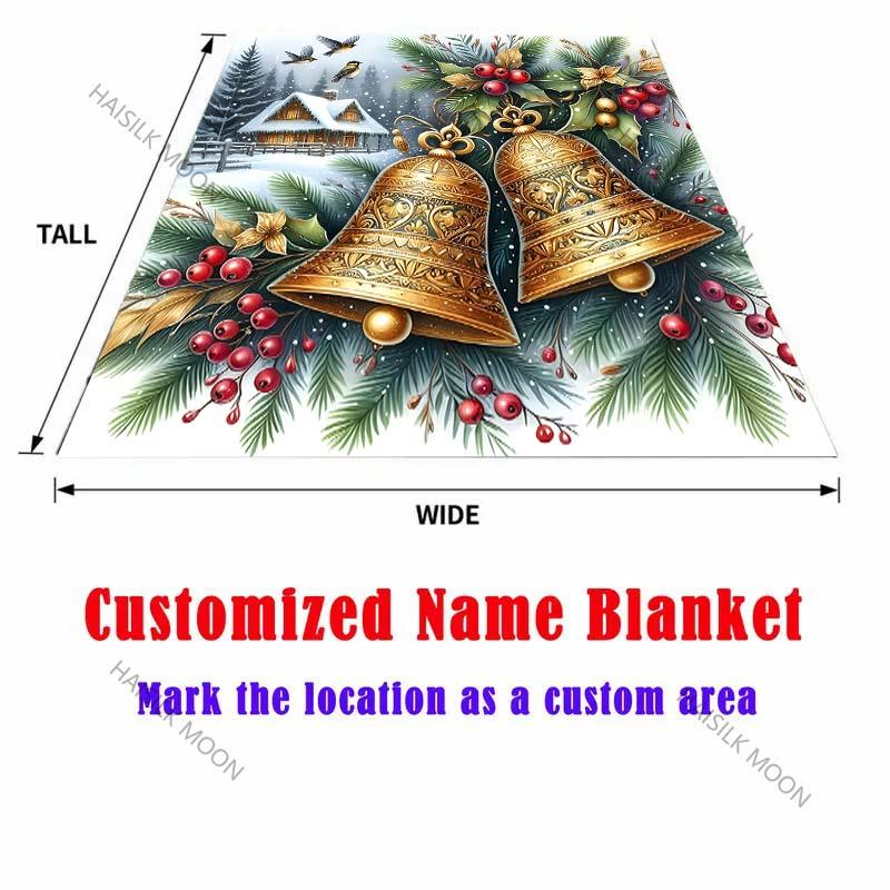 Christmas elements bells pine needles Printed Blanket Warm Soft Fluffy Kids Adults Sofa Bed Throw Blanket for Home Camping Trips