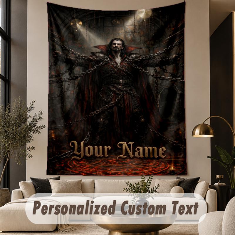 Custom Text Printed Tapestry Dracula Pattern Large Wall Hanging Indoor Room Decor