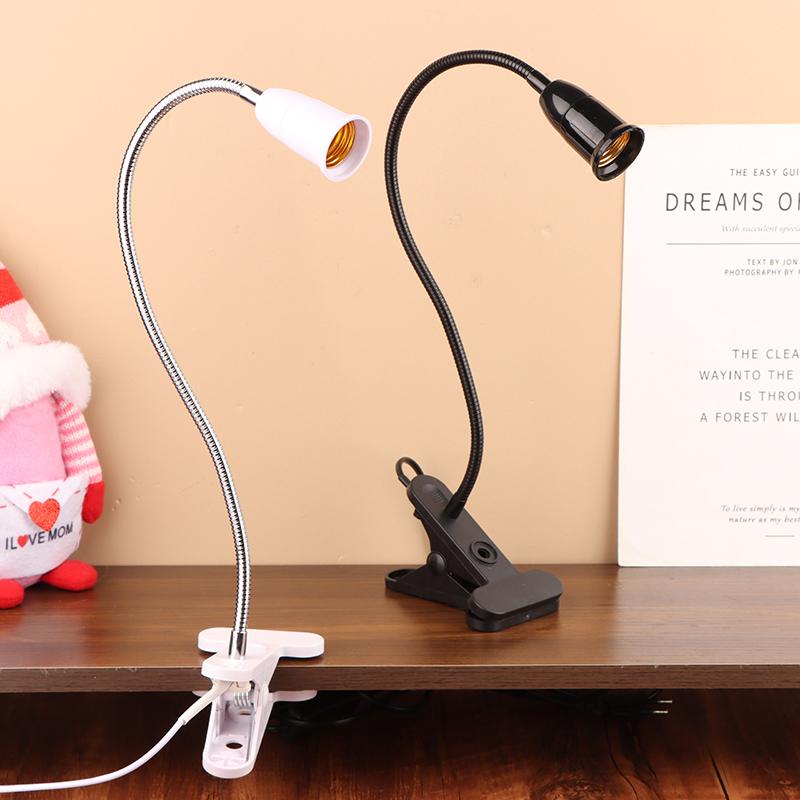 Eu Plug E27 Socket Adapter With Switch Cable 360 Degree Desk Lamp Holder Socket Gooseneck Clip-On Cable With Power On Switch