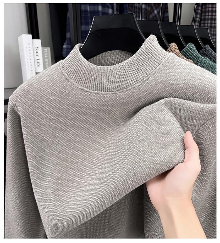 Мужской осенне-зимний свитер из синели с полувысоким воротником, улучшенной бархатной основой