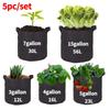 5pcs 3/4/5/7 Gallon Grow Bags Fabric Felt Planter Flower Planting Pots Garden Vegetable Tomato Potato Plant Pot Container Pouch