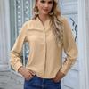 Fashion Solid Long Sleeve Womens Shirts Loose Button-up V Neck Blouses Women Elegant Lady Tops Casual Blouse Blusas Mujer 25722