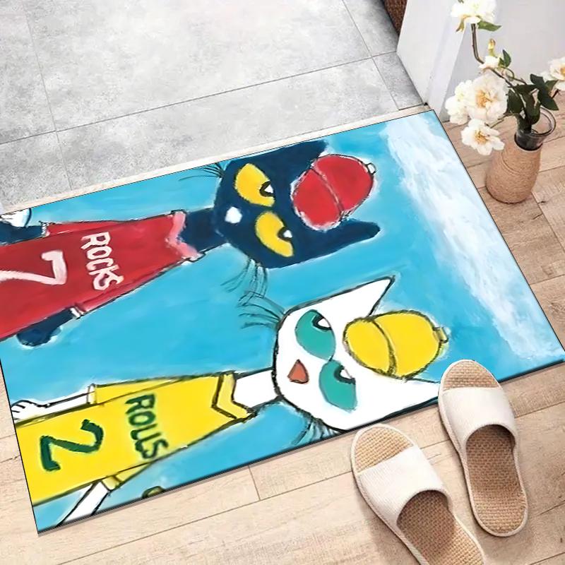 pete the cat Polyester Carpet, Soft Indoor Mat for Office Chair, Living Room, Computer Desk - Decorative Home Office Rug Design