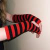 Lolita Long Fingerless Gloves Y2K Fingerless Arm Warmers Arm Cover Striped Knitted Arm Sleeves  JK