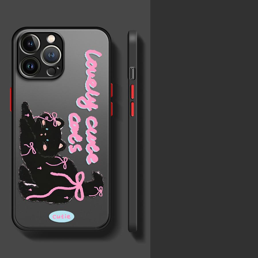 Cartoon Character Cat Case for iPhone 17 Pro Max 16 Plus 14 7 8 SE 15 11 XS XR 13 Mini Air 12 Funda Back Phone Cover
