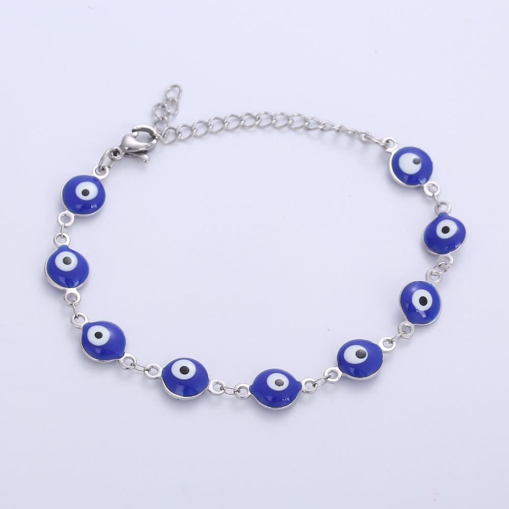 Friendship Turkish Unisex Demon Eye Bracelet Metal Lucky Women Bracelet Korean Style Hand Chain