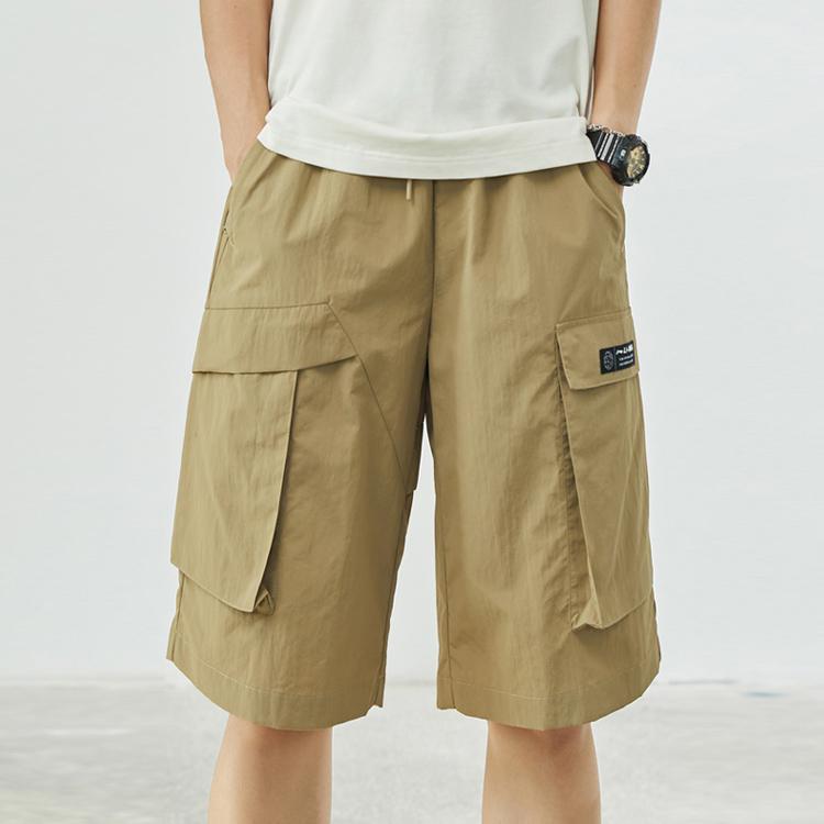 Li Ning Sports Fashion Series Тканые повседневные шорты мужские шорты цвета хаки AKSR527-2