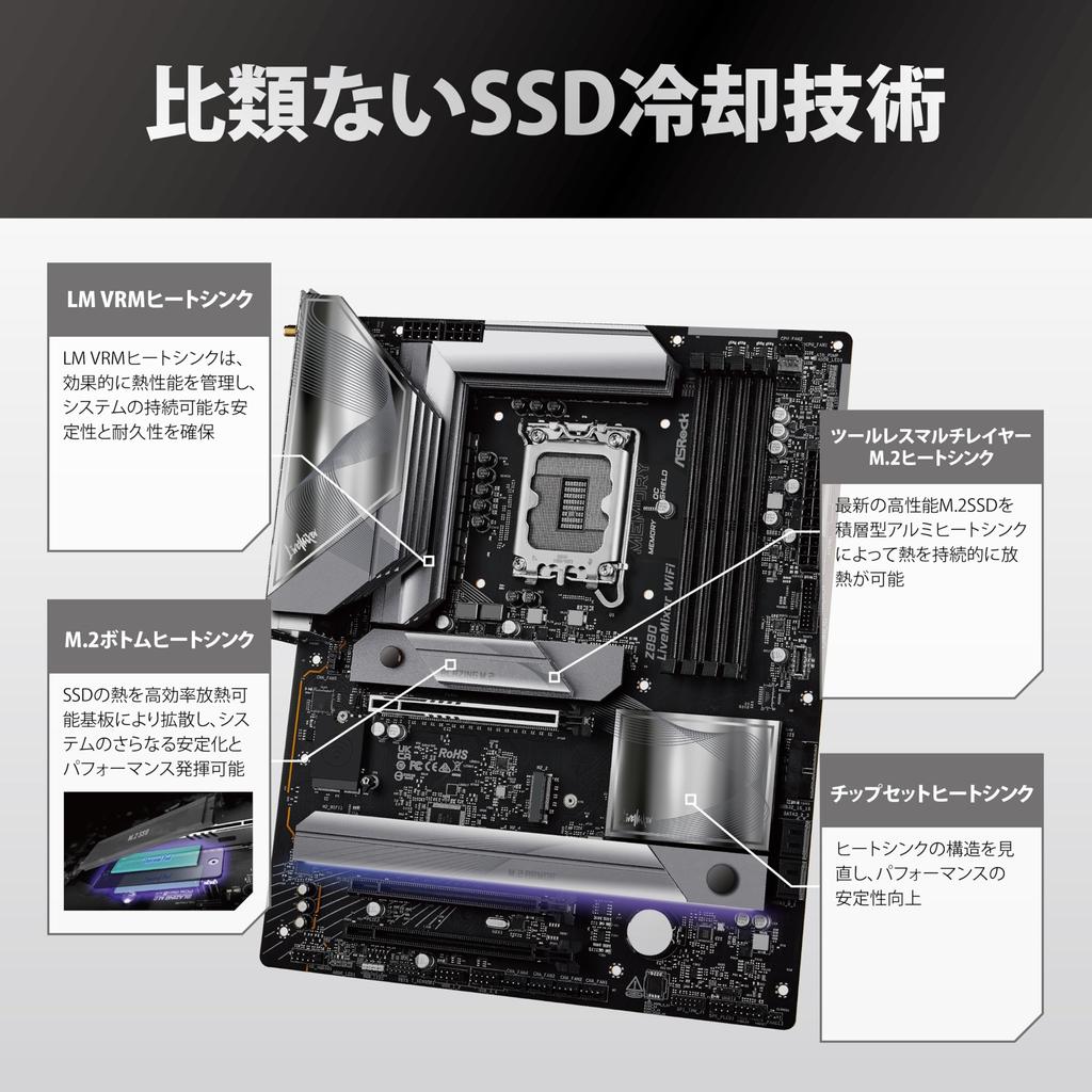Материнская плата ASRock Z890 LiveMixer WiFi Intel CPU Core Ultra Совместимость с чипсетом Z890 DDR5 ATX Материнская плата Авторизованный дистрибьютор (LGA1851) [Одомашненный