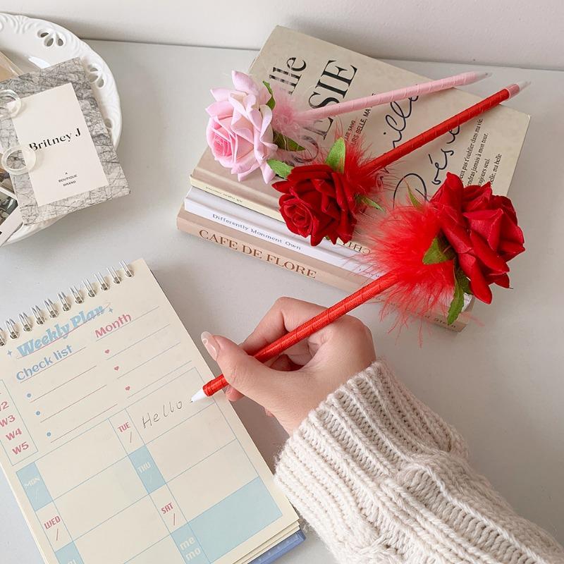 1 шт. Милая имитация цветочной гелевой ручки, креативный дизайн, перо, цветок, шариковая ручка для детей, милая канцелярская ручка, школьные принадлежности