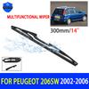 14-дюймовый мягкий резиновый стеклоочиститель заднего стекла автомобиля, бесшумный автомобильный стеклоочиститель, автомобильные аксессуары для Peugeot 206SW 2002-2006