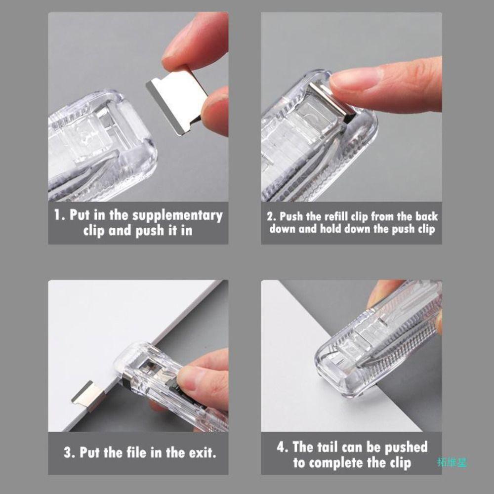 Hand Push Clip Pusher Traceless Paper Binding Clip Document File Stapler School Office