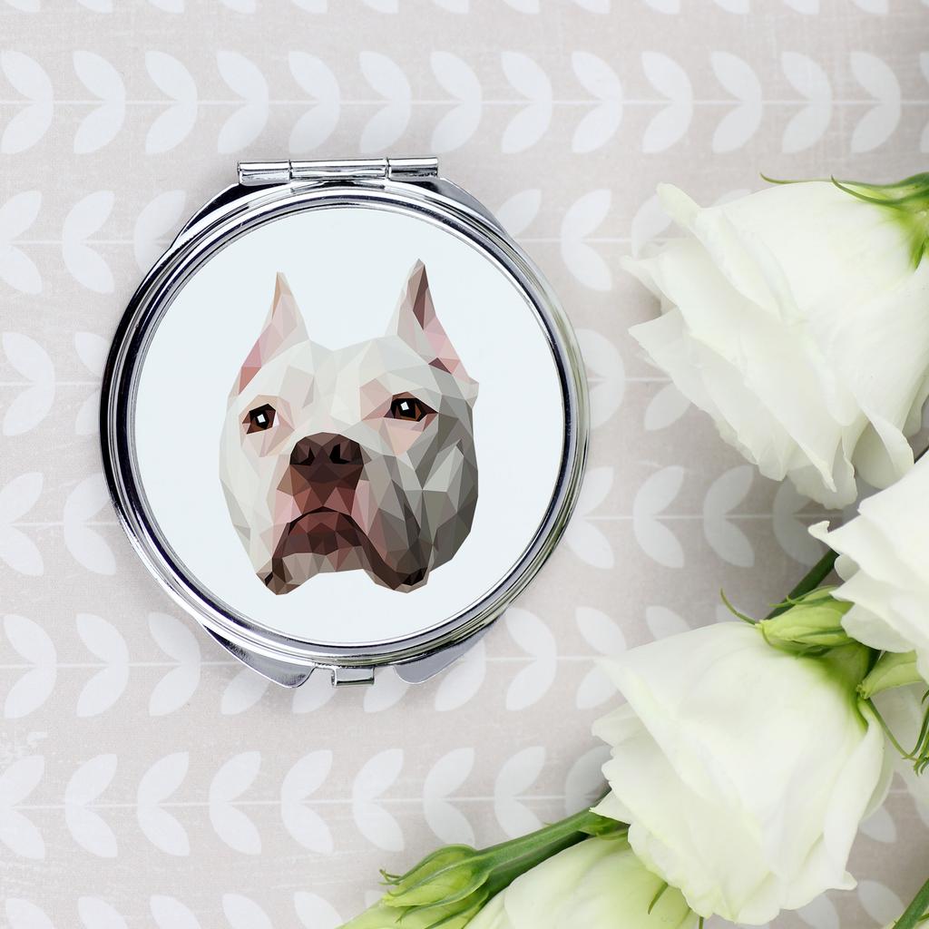 Amerykański Pitbulterier, Pit Bull, American Pit Bull Terrier, Pitbul, Apbt -Lusterko Ze Zdjęciem I Napisem Geometryczne Marki Art-Dog