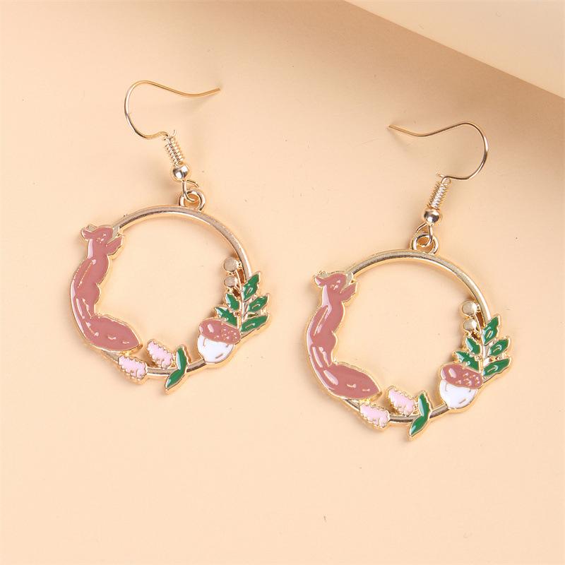 Trendy Cute Animal Drop Dangle Earrings For Women Girls Cat Rabbit Koi Dragon Colorful Enamel Golor Color Earrings Pendientes